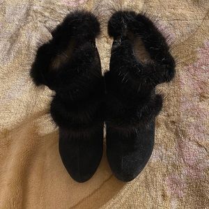 Christian Louboutin real fur booties